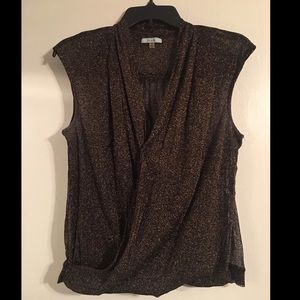 Glitter Mesh Wrap Blouse